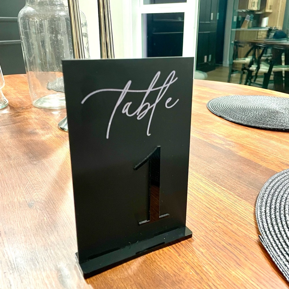 Elegant Black Table Number Signs